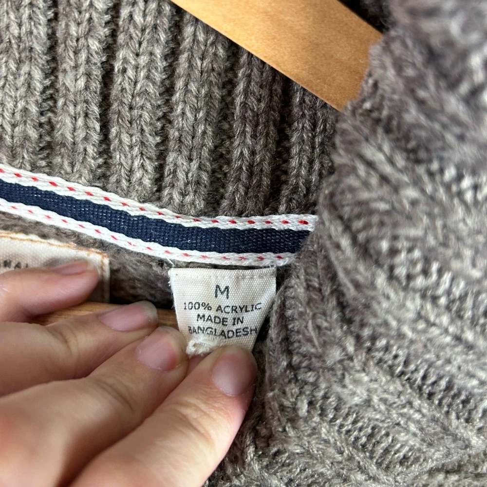 Weatherproof‎ Vintage Men's Shawl Collar Fair Isle Knit Sweater Brown Cabincore